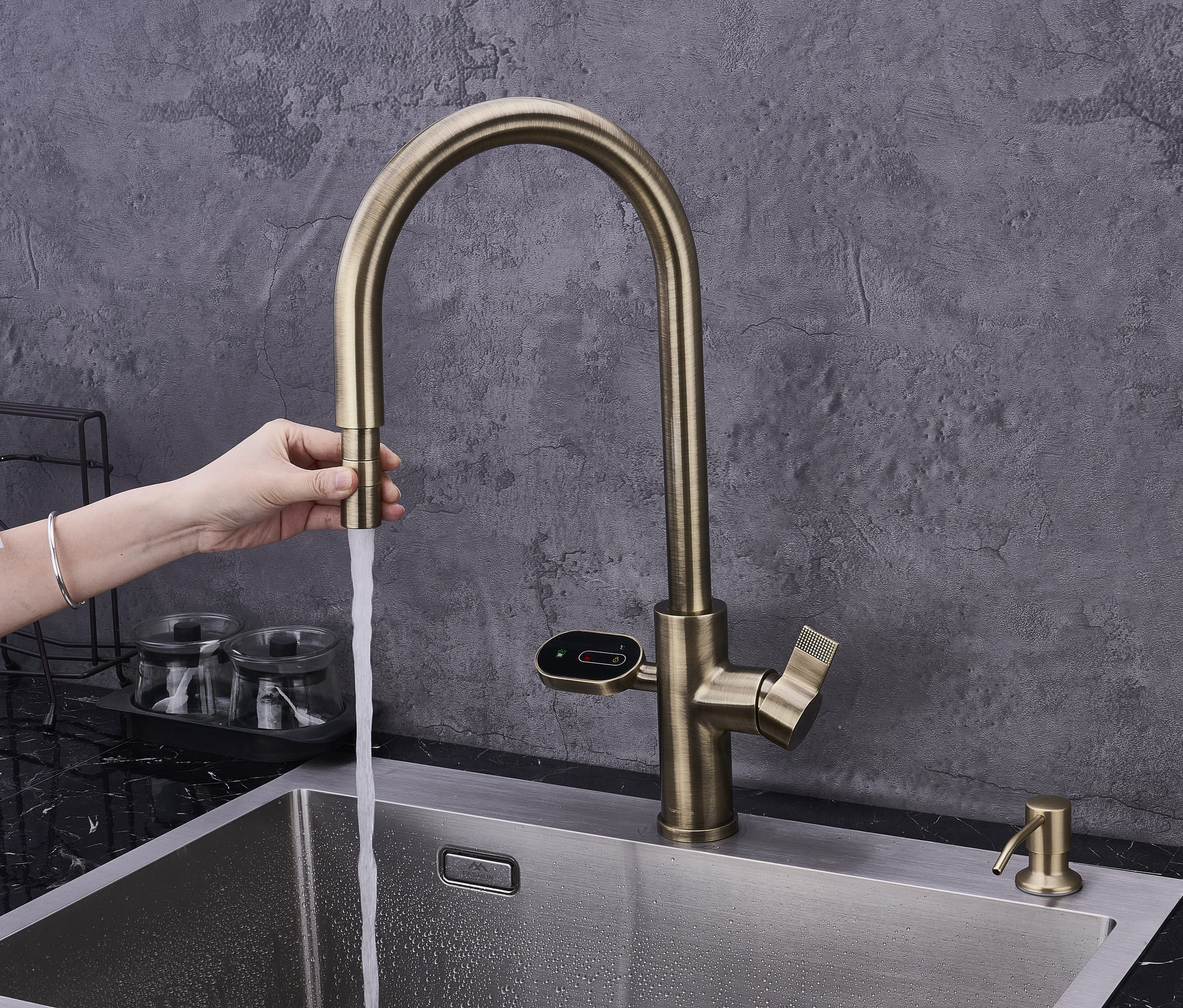 4-in-1 Nexa Digital Pullout - Antique Brass