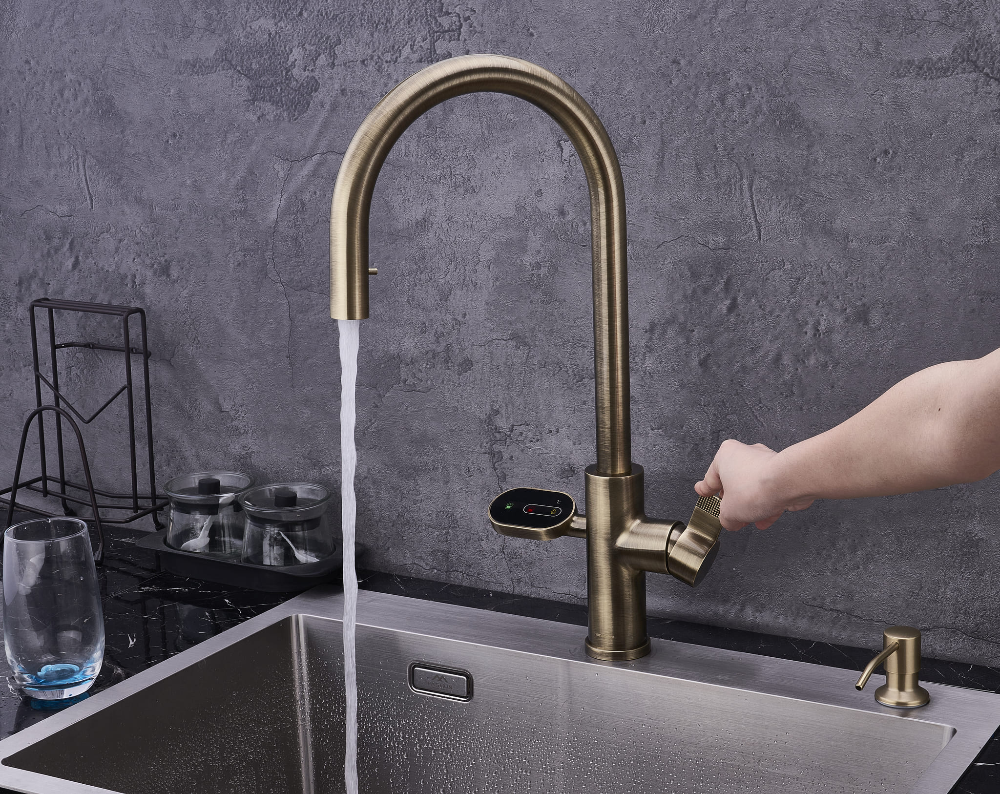 4-in-1 Nexa Digital Pullout - Antique Brass