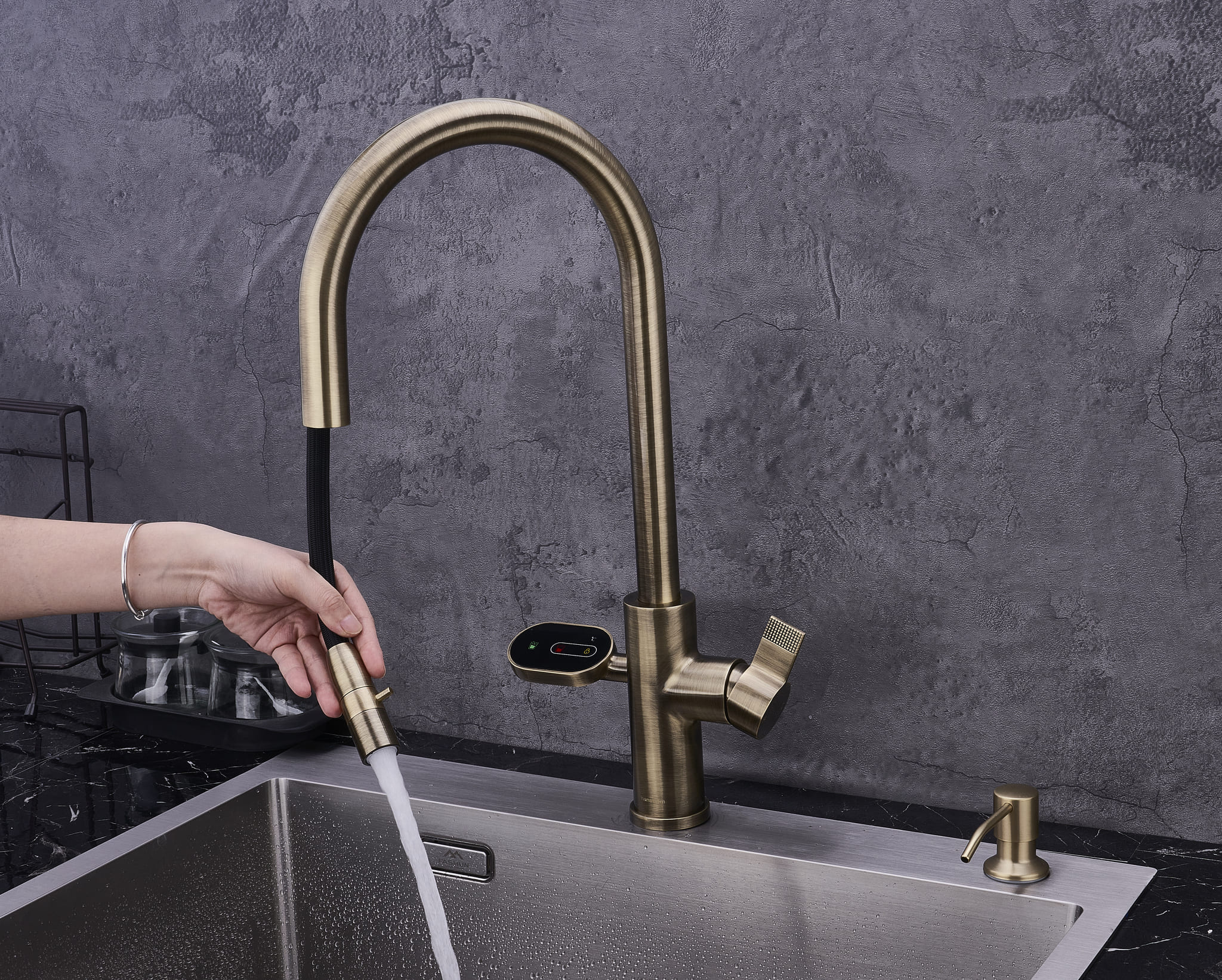 4-in-1 Nexa Digital Pullout - Antique Brass