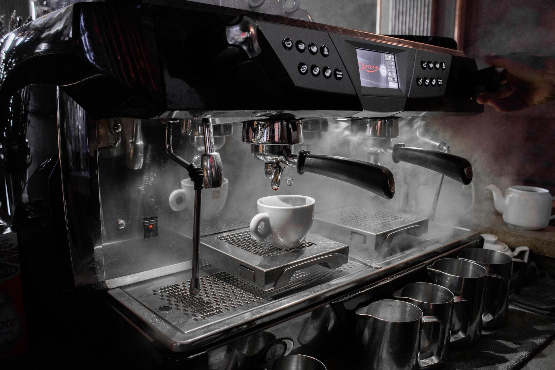 black and silver espresso coffee maker