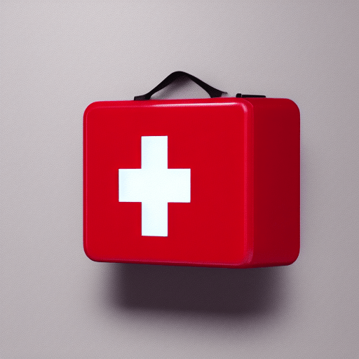 first aid box hanging on a kitchen wall
